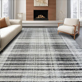 Ultra Soft Area Rug, Non Slip, Stain Resistant, Washable Area Rugs for Living Room, Bedroom, Black White Striped Floor Rug, Refined Style(Black)
