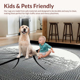 Ultra Soft Area Rug, Non Slip, Stain Resistant, Washable Area Rugs for Living Room, Bedroom, Modern Tree Print Round Carpet(Black)