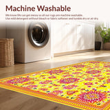 Ultra Soft Area Rug, Non Slip, Stain Resistant, Washable Area Rugs for Living Room, Bedroom, Bright Earthy Mandala Aesthetic(Yellow)