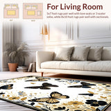 Ultra Soft Area Rug, Non Slip, Stain Resistant, Washable Area Rugs for Living Room, Bedroom, Artistic Insect Pattern Fusion(Gold)