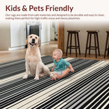 Ultra Soft Area Rug, Non Slip, Stain Resistant, Washable Area Rugs for Living Room, Bedroom, Sleek Black and Bone Stripes(Black)