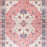 Ultra Soft Area Rug, Non Slip, Stain Resistant, Washable Area Rugs for Living Room, Bedroom, Graceful Traditional Floral Ensemble(Pink)