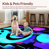 Ultra Soft Area Rug, Non Slip, Stain Resistant, Washable Area Rugs for Living Room, Bedroom, Bold Contemporary Rhythm Design(Blue)