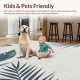 Ultra Soft Area Rug, Non Slip, Stain Resistant, Washable Area Rugs for Living Room, Bedroom, Sophisticated Outdoor Leaf Geometry(Gray)