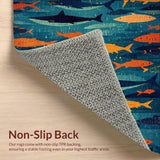 Ultra Soft Area Rug, Non Slip, Stain Resistant, Washable Area Rugs for Living Room, Bedroom, Marine Life Ocean Carpet Apex Predator Design(Blue)