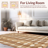 Ultra Soft Area Rug, Non Slip, Stain Resistant, Washable Area Rugs for Living Room, Bedroom, Chic Minimalist Trellis Pattern(Beige)