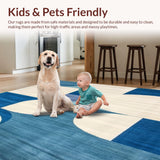 Ultra Soft Area Rug, Non Slip, Stain Resistant, Washable Area Rugs for Living Room, Bedroom, Contemporary Blue Beige Area Modern Geometric Design(Blue)