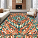 Ultra Soft Area Rug, Non Slip, Stain Resistant, Washable Area Rugs for Living Room, Bedroom, Stylish Abstract Ethnic Design(Orange)