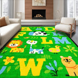 Ultra Soft Area Rug, Non Slip, Stain Resistant, Washable Area Rugs for Living Room, Bedroom, Whimsical Animal Alphabet Collage(Green)