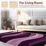 Ultra Soft Area Rug, Non Slip, Stain Resistant, Washable Area Rugs for Living Room, Bedroom, Modern Non Slip Bath Mats Set in Rich Mauve Wine with Stylish Texture(Purple)