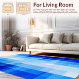Ultra Soft Area Rug, Non Slip, Stain Resistant, Washable Area Rugs for Living Room, Bedroom, Vibrant Fluid Pattern Play(Blue)