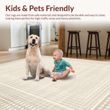 Ultra Soft Area Rug, Non Slip, Stain Resistant, Washable Area Rugs for Living Room, Bedroom, Sleek Beige Geometric Artful Composition(Beige)