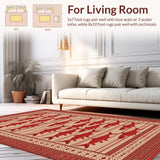 Ultra Soft Area Rug, Non Slip, Stain Resistant, Washable Area Rugs for Living Room, Bedroom, Vibrant Coastal Fish Artwork(Red)