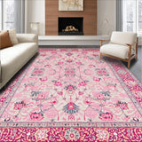 Ultra Soft Area Rug, Non Slip, Stain Resistant, Washable Area Rugs for Living Room, Bedroom, Whimsical Heart Motif Decor(Pink)