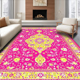 Ultra Soft Area Rug, Non Slip, Stain Resistant, Washable Area Rugs for Living Room, Bedroom, Cozy Earthy Toned Medallion(Pink)