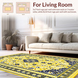 Ultra Soft Area Rug, Non Slip, Stain Resistant, Washable Area Rugs for Living Room, Bedroom, Bright Contemporary Mosaic Influence(Yellow)