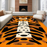Ultra Soft Area Rug, Non Slip, Stain Resistant, Washable Area Rugs for Living Room, Bedroom, Exotic Striped Animal Motif(Orange)