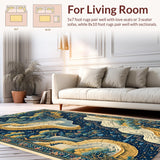 Ultra Soft Area Rug, Non Slip, Stain Resistant, Washable Area Rugs for Living Room, Bedroom, Colorful Tibetan Tiger Living Room Non-Slip Rug(Blue)