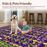 Ultra Soft Area Rug, Non Slip, Stain Resistant, Washable Area Rugs for Living Room, Bedroom, Minimalist Floral Curved Patterns(Purple)