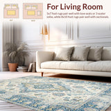 Ultra Soft Area Rug, Non Slip, Stain Resistant, Washable Area Rugs for Living Room, Bedroom, Rustic Light Grey Tiled Design(Beige)