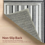 Ultra Soft Area Rug, Non Slip, Stain Resistant, Washable Area Rugs for Living Room, Bedroom, Reversible Laundry Room Mat Black White Striped Braided Patio Porch Rug(Black)