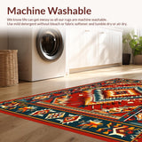 Ultra Soft Area Rug, Non Slip, Stain Resistant, Washable Area Rugs for Living Room, Bedroom, Vibrant Tribal Patterned Artwork(Red)