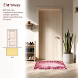 Ultra Soft Area Rug, Non Slip, Stain Resistant, Washable Area Rugs for Living Room, Bedroom, Pastel Coquette Rose Toilet Mat for Small Spaces(Pink)