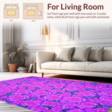 Ultra Soft Area Rug, Non Slip, Stain Resistant, Washable Area Rugs for Living Room, Bedroom, Artistic Girly Garden Style(Purple)