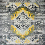Ultra Soft Area Rug, Non Slip, Stain Resistant, Washable Area Rugs for Living Room, Bedroom, Vintage Ethnic Distressed Motif(Gray)