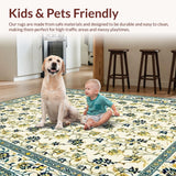Ultra Soft Area Rug, Non Slip, Stain Resistant, Washable Area Rugs for Living Room, Bedroom, Chic Floral Modern Aesthetic(Ivory)
