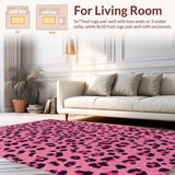 Ultra Soft Area Rug, Non Slip, Stain Resistant, Washable Area Rugs for Living Room, Bedroom, Trendy Pink Animal Print Plush Playroom Rug(Pink)