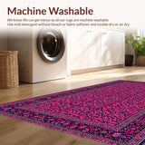 Ultra Soft Area Rug, Non Slip, Stain Resistant, Washable Area Rugs for Living Room, Bedroom, Rich Wineberry Floral Elegance(Pink)