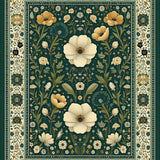 Ultra Soft Area Rug, Non Slip, Stain Resistant, Washable Area Rugs for Living Room, Bedroom, Trendy Leafy Insect Illustrations(Green)