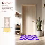Ultra Soft Area Rug, Non Slip, Stain Resistant, Washable Area Rugs for Living Room, Bedroom, Vibrant Educational Diamond Pattern(Purple)