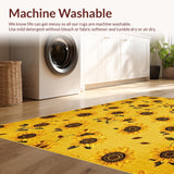 Ultra Soft Area Rug, Non Slip, Stain Resistant, Washable Area Rugs for Living Room, Bedroom, Playful Flower-Centric Visual Style(Yellow)