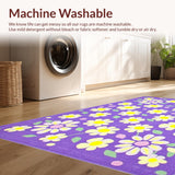 Ultra Soft Area Rug, Non Slip, Stain Resistant, Washable Area Rugs for Living Room, Bedroom, Artistic Groovy Floral Touch(Purple)