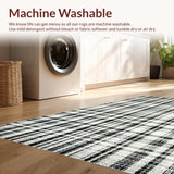 Ultra Soft Area Rug, Non Slip, Stain Resistant, Washable Area Rugs for Living Room, Bedroom, Monochrome Rhythm Rug Featuring Graphic Stripe Motif and Sleek Lines(Gray)