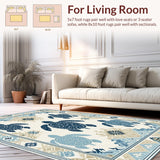 Ultra Soft Area Rug, Non Slip, Stain Resistant, Washable Area Rugs for Living Room, Bedroom, Elegant Neutral Sea Life Motif(White)
