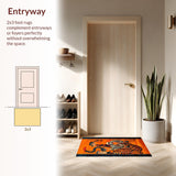Ultra Soft Area Rug, Non Slip, Stain Resistant, Washable Area Rugs for Living Room, Bedroom, Vibrant Ethnic Animal Print Charm(Orange)
