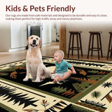 Ultra Soft Area Rug, Non Slip, Stain Resistant, Washable Area Rugs for Living Room, Bedroom, Vintage Forest Animal Silhouette(Black)