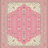 Ultra Soft Area Rug, Non Slip, Stain Resistant, Washable Area Rugs for Living Room, Bedroom, Traditional Floral Pink Elegance(Pink)