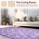 Ultra Soft Area Rug, Non Slip, Stain Resistant, Washable Area Rugs for Living Room, Bedroom, Vibrant Purple Abstract Swirls(Purple)