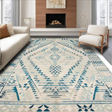 Ultra Soft Area Rug, Non Slip, Stain Resistant, Washable Area Rugs for Living Room, Bedroom, Chic Rustic Diamond Motif(Blue)