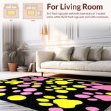 Ultra Soft Area Rug, Non Slip, Stain Resistant, Washable Area Rugs for Living Room, Bedroom, Lively Cartoonish Dog Prints Vibe(Black)