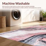 Ultra Soft Area Rug, Non Slip, Stain Resistant, Washable Area Rugs for Living Room, Bedroom, Artistic Marble-Inspired Decorative Piece(Pink)