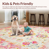 Ultra Soft Area Rug, Non Slip, Stain Resistant, Washable Area Rugs for Living Room, Bedroom, Radiant Pastel Lace Motif(Yellow)