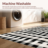 Ultra Soft Area Rug, Non Slip, Stain Resistant, Washable Area Rugs for Living Room, Bedroom, Modern Stripe Rug(Black)