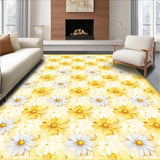 Ultra Soft Area Rug, Non Slip, Stain Resistant, Washable Area Rugs for Living Room, Bedroom, Vibrant Flower Design with Rustic Appeal(Yellow)