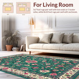 Ultra Soft Area Rug, Non Slip, Stain Resistant, Washable Area Rugs for Living Room, Bedroom, Radiant Vintage Ogee Design(Green)