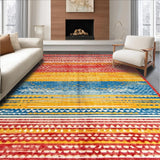 Ultra Soft Area Rug, Non Slip, Stain Resistant, Washable Area Rugs for Living Room, Bedroom, Striking Earthy Stripe Composition(Red)